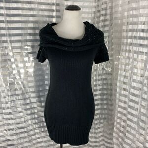 T/O Short Sleeve Cowl Neck Sweater